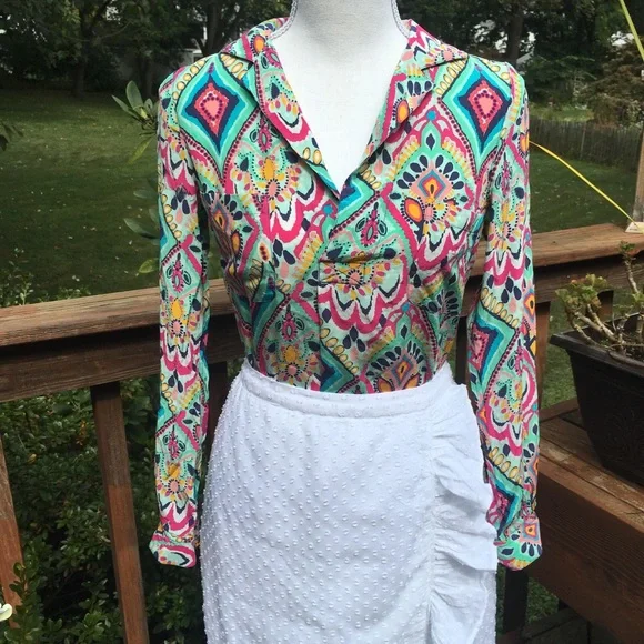 EUC Lilly Pulitzer Crown Jewels Boston Silk Top Jewel Cuff Size XS - Picture 8 of 15